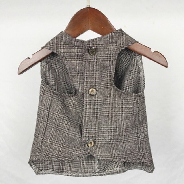 Handsome Dog Tuxedo French Bulldog Coat Pet Dog Costumes Pet Cat Clothing: XXL / Khaki Vest