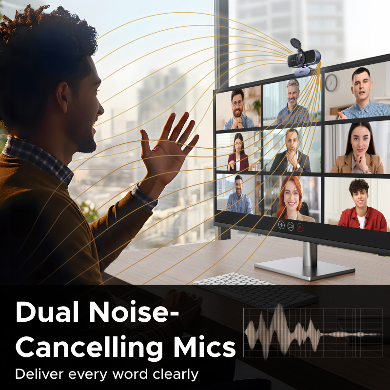 Webcam ugreen 4k fhd 1080p per pc, messa a fuoco automatica pdaf, microfoni ai con cancellazione 8mp rumore, webcam per zoom/teams/google meet