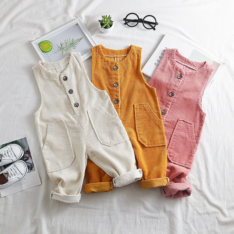 5063 Baby Kids Corduroy Losse Overalls Leuke Kids Alle Match Jarretel Broek Casual Jongens Broek 1-5 Jaar Baby overalls Outfits