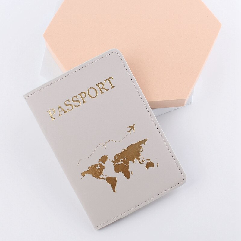 Mode Vrouwen Mannen Paspoort Cover Pu Lederen Travel Id Credit Card Paspoorthouder Packet Portemonnee Portemonnee Tassen Pouch Beschermhoes: light gray