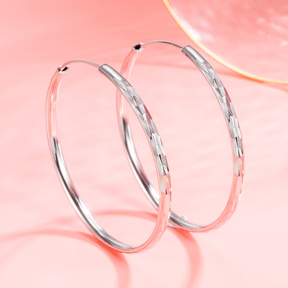 Orecchini A Cerchio In Argento 925 Per Donna, Diametro 40 Mm, Ipoallergenici, Semplici E Leggeri