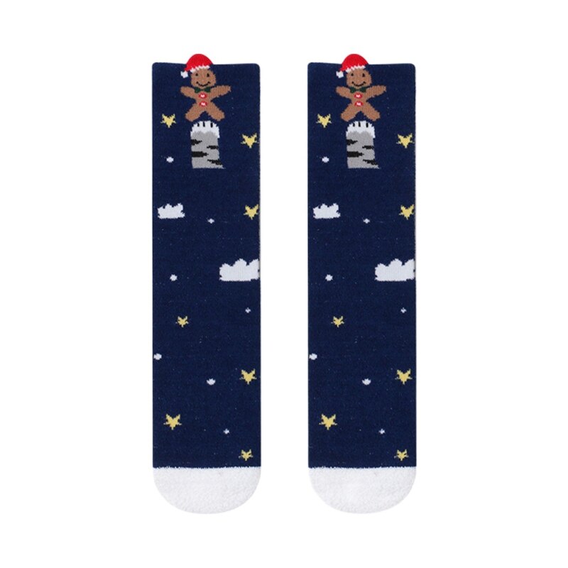 Bebê velo joelho meias meninas meninos natal sobre o joelho meias boneco de neve dos desenhos animados dot longo joelho meias antiderrapantes sola meias: DL