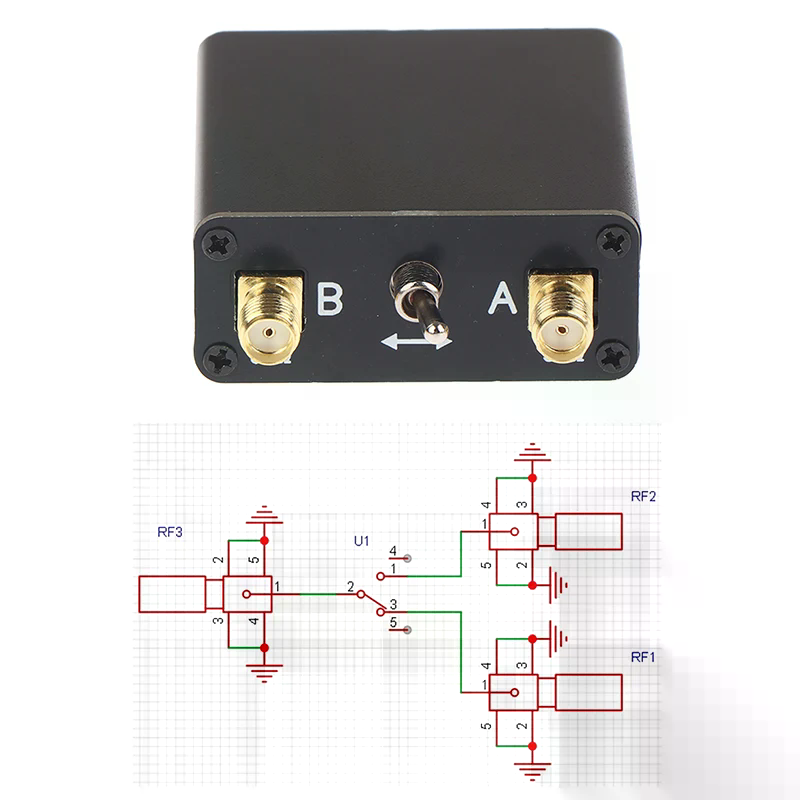 10W Hochfrequenz-RF-Schalter Manueller Antennenschalter Tragbarer SMA-Anschluss für Funk-Transceiver-Geräte