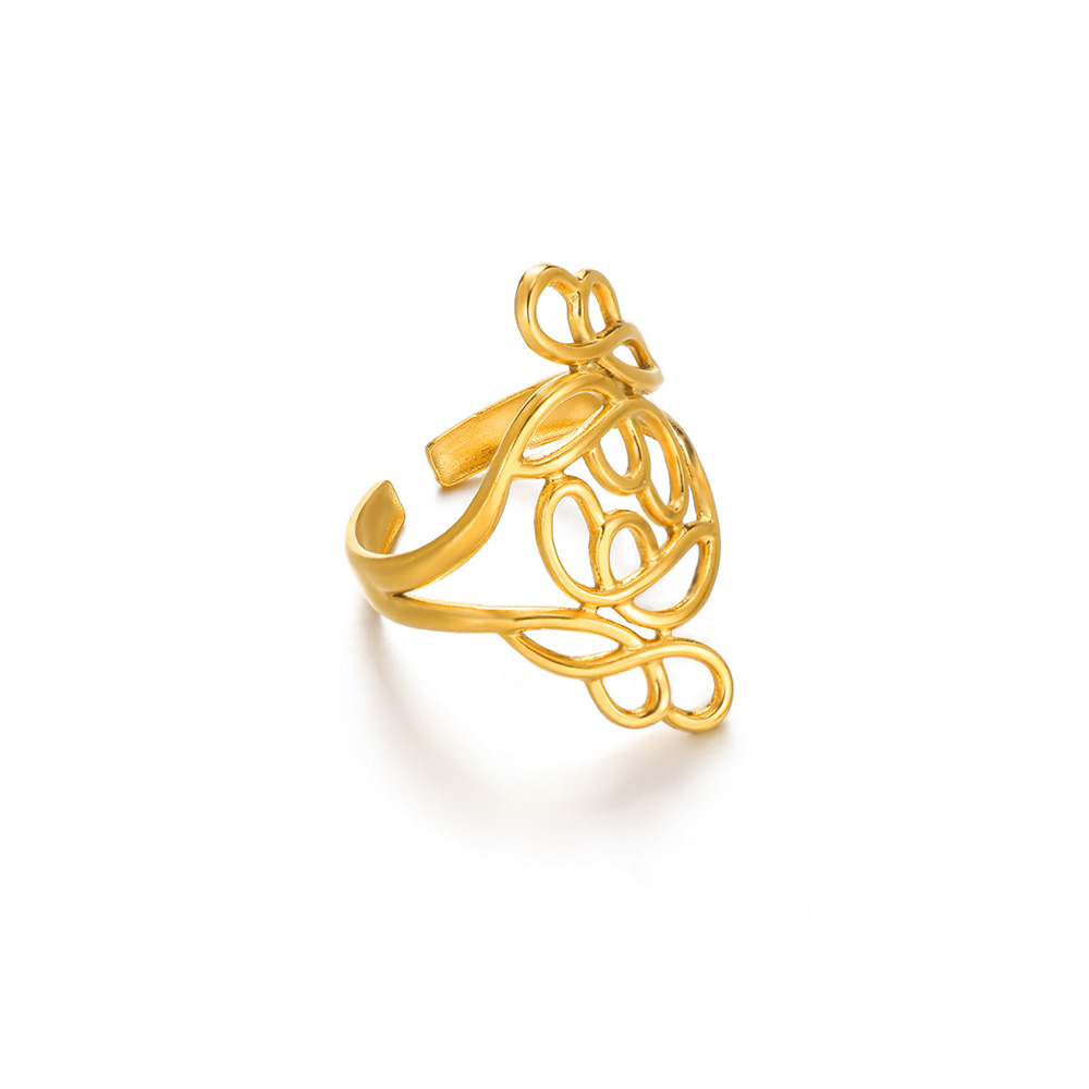 Bagues élégantes en acier inoxydable pour femmes, grande fleur, couleur or, soleil, étoile de mer, anneau ouvert, bijoux de doigt, de mariage, Punk: Argent