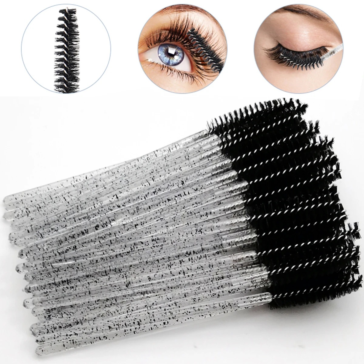 100PCS Mascara Spoolies Disposable Eyelash & Eyebrow Brushes for Salon, Extension & Makeup eyelash extension supplies