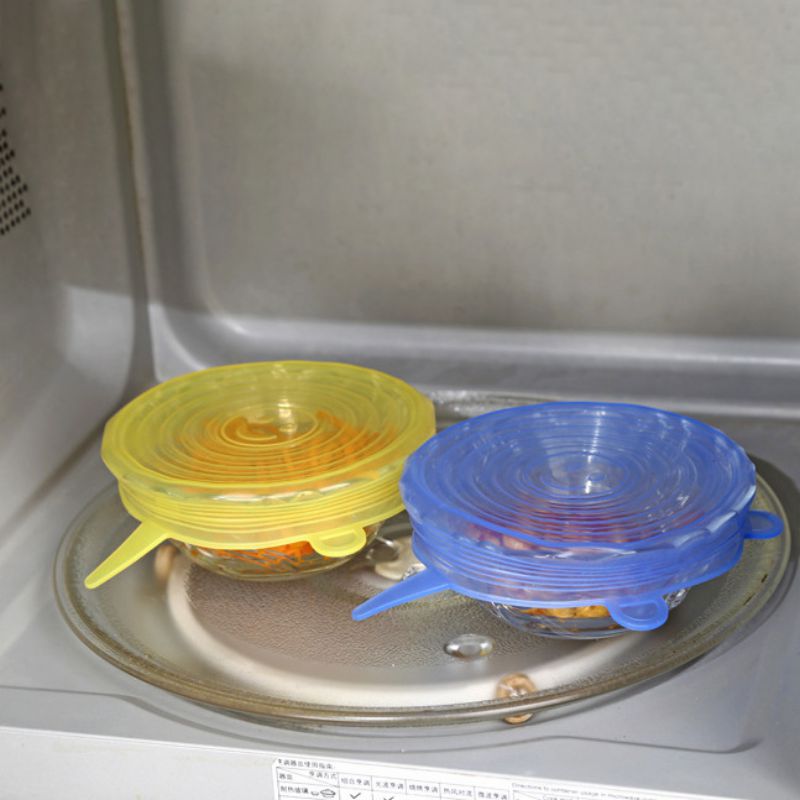 6 stuks siliconen rekdeksels universele deksel siliconen kom pot deksel siliconen deksel pan koken voedsel vers deksel magnetron deksel: J