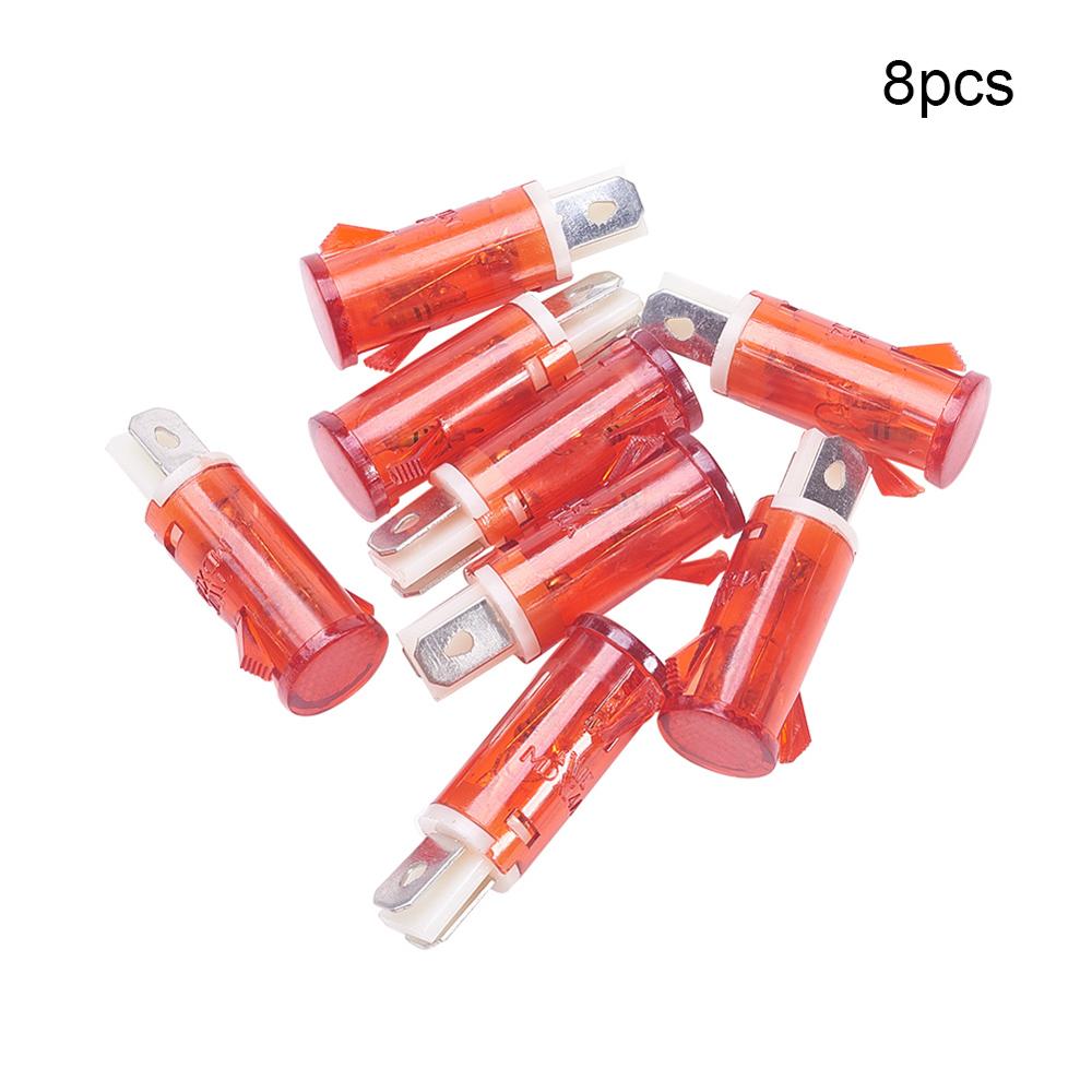 Othmro 13mm Flat Top Pilot Signal Lamp Panel Plastic Indicator Light Motorcycle LED 220V Red/ Green/Yellow Light MDX-14A: Red 8pcs