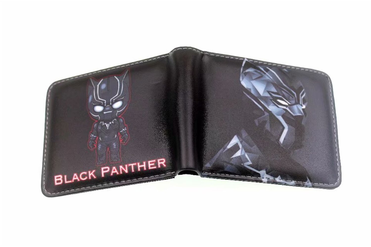 Noir panthère hommes femmes portefeuille en cuir synthétique polyuréthane porte-monnaie unisexe portefeuilles ID/crédit porte-carte