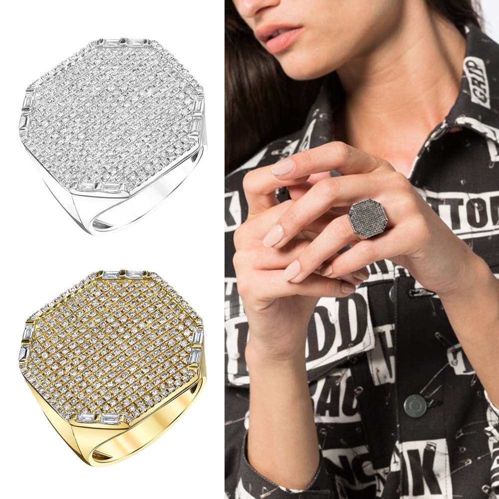 Janekelly jankelly berømt mærke luksus kvadratisk geometri cubic zironium engagement dubai unisex ringe brude fingerring smykker