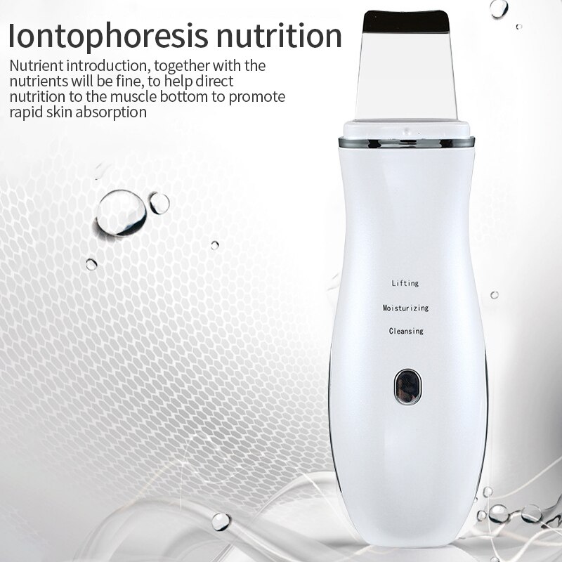 Ultrasonic Face Skin Scrubber Lifting Tightening Facial Cleaning Tool Pore Cleanser EMS Micro-Current Scrubber