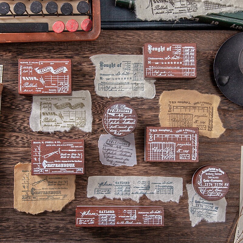 Vintage fragment serie træstempel billetter gummistempler til scrapbooking kort dekoration prægning håndværk standardstempel