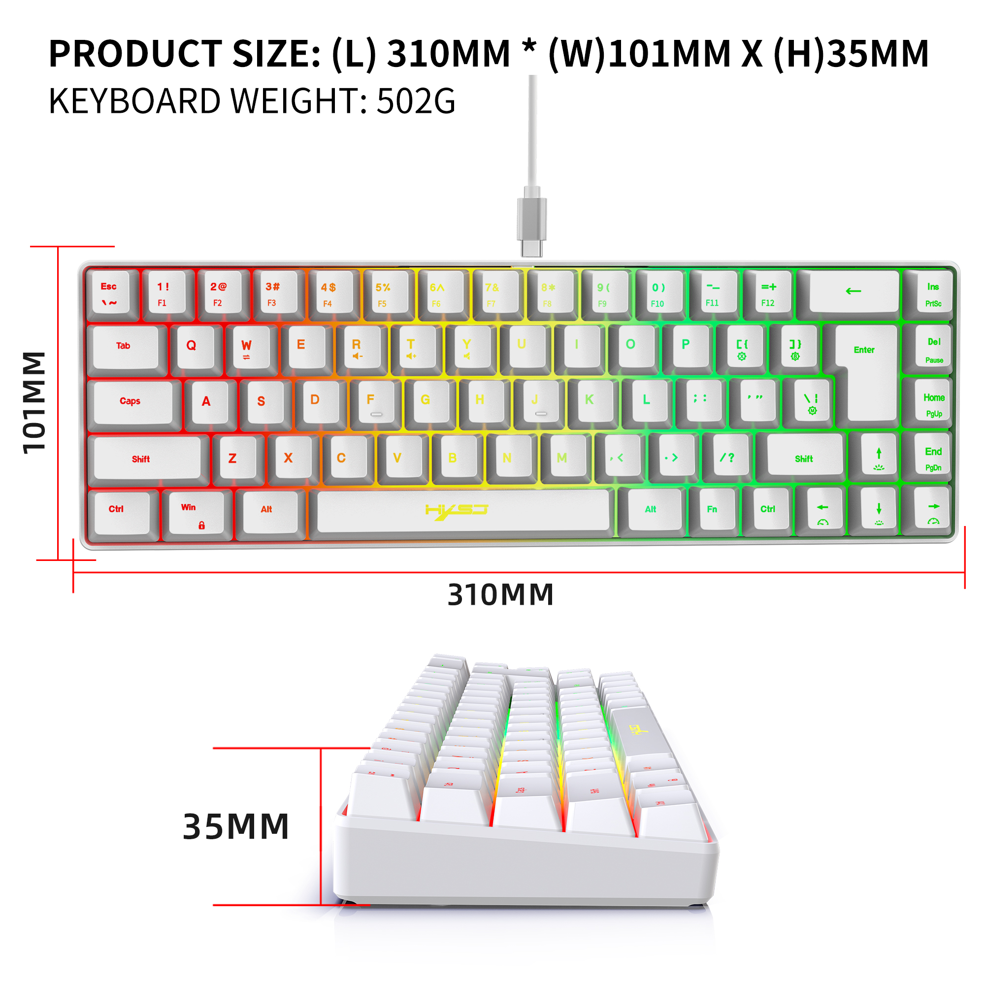 68-Tasten-Gaming-Tastatur- und Maus-Set, RGB-Hintergrundbeleuchtung, tragbare Spiele, kabelgebundene Membrantastaturen, kabellose Mäuse für das Heimbüro