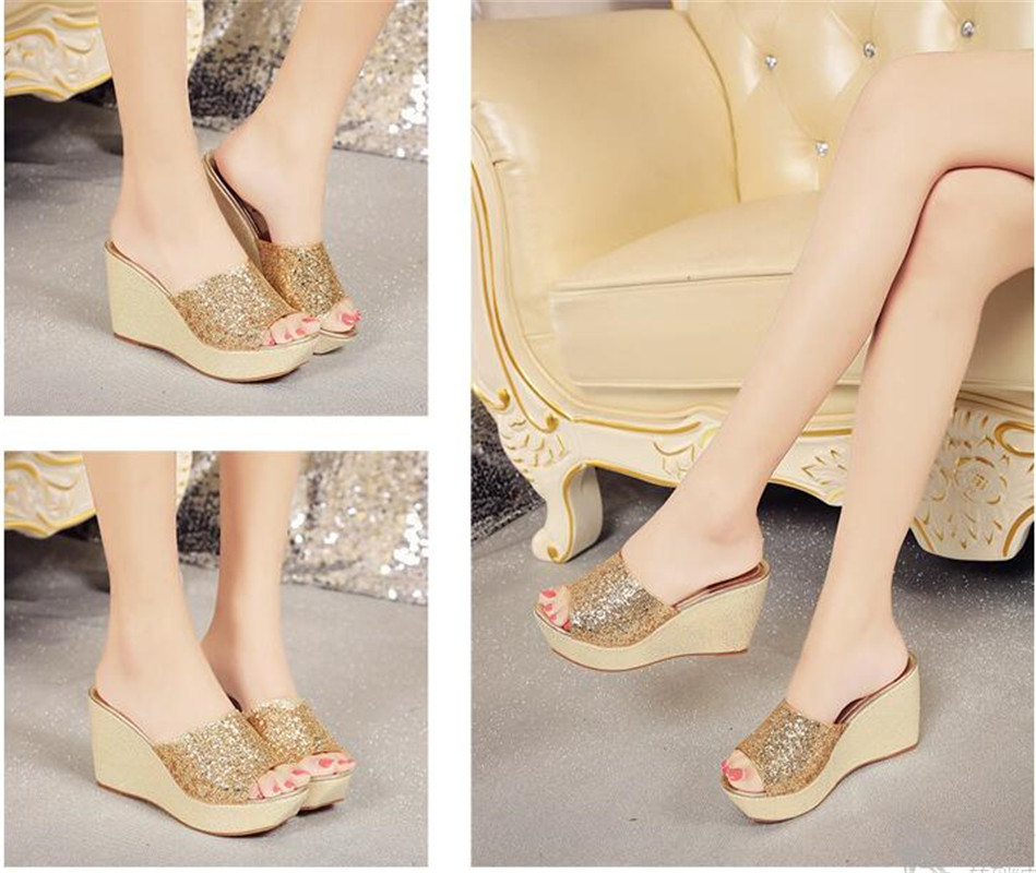 Summer Ultra High Wedges Heel Sandals Open Toe Platform Elevator Women Sandals Shoes Plus Size Pumps
