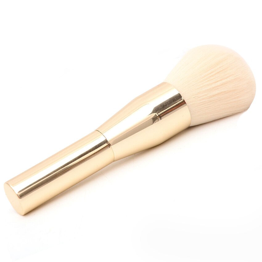 Comfortabele italiaanse make-upkwasten nano superzacht dik haar goud metaal maquiagem blush poeder kabuki make-upkwast