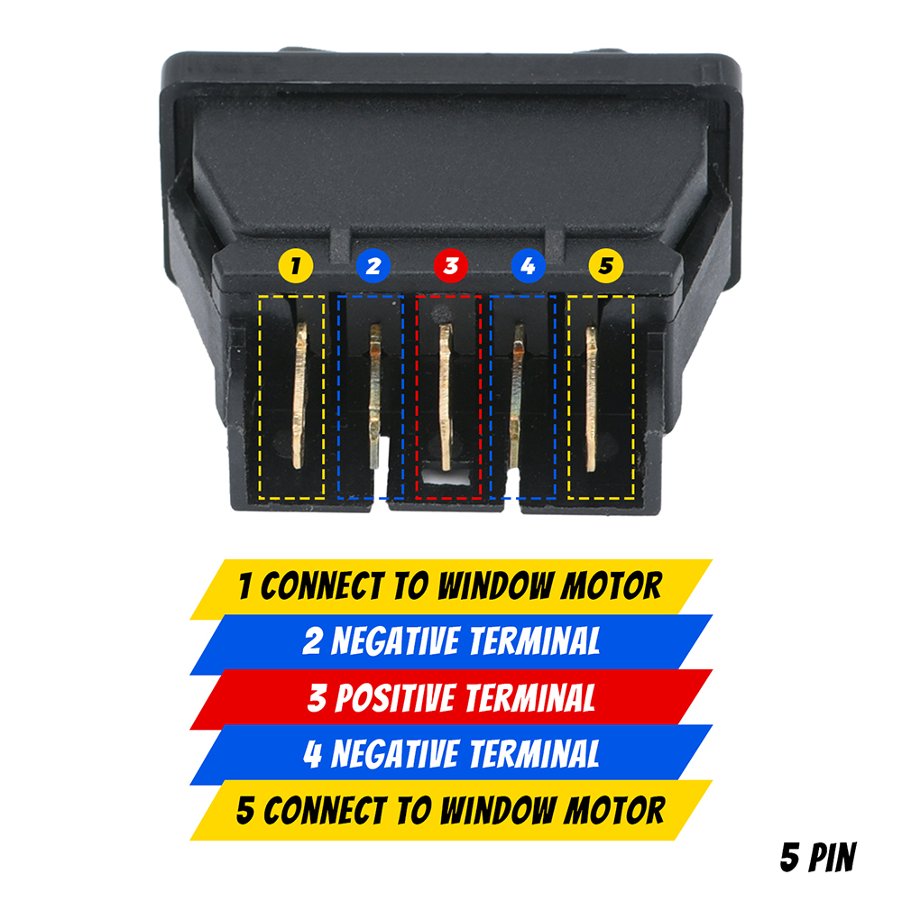 Universal Auto Car Power Window Switch Lifting Switch 5 Pin DC 12V 20A Blue/Red Light Color And Harness