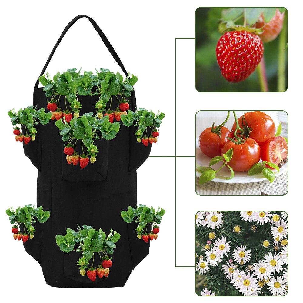 Strawberry Planting Growing Bag 10 Gallons Multi-mouth Container Bags Grow Planter Pouch Root Bonsai Plant Pot Garden Supplies