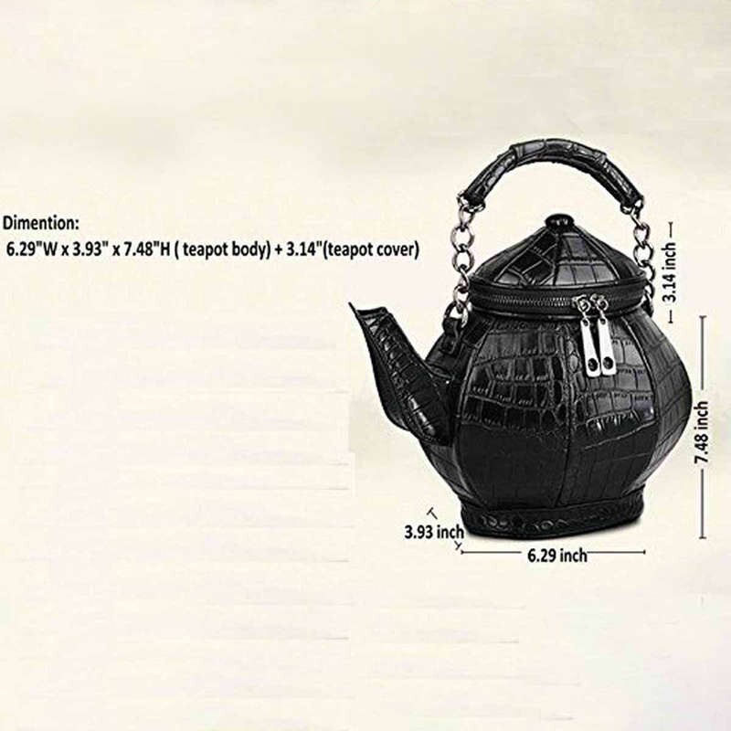 Grappig Gothic Purse Theepot Vormige Crossbody Handtas Top-Handvat Tote Vrouwen Schoudertassen