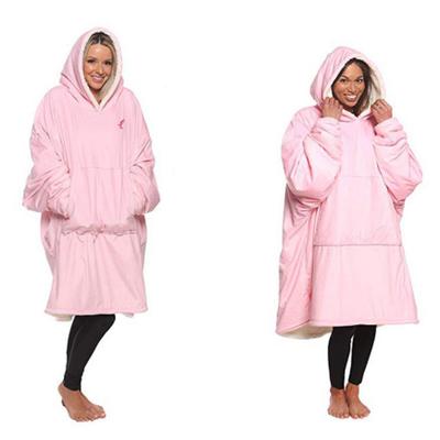 Fleece tæppe med ærmer udendørs hætte lommetæpper varm blød hættetrøje skrå morgenkåbe badekåbe sweatshirt pullover: T 5