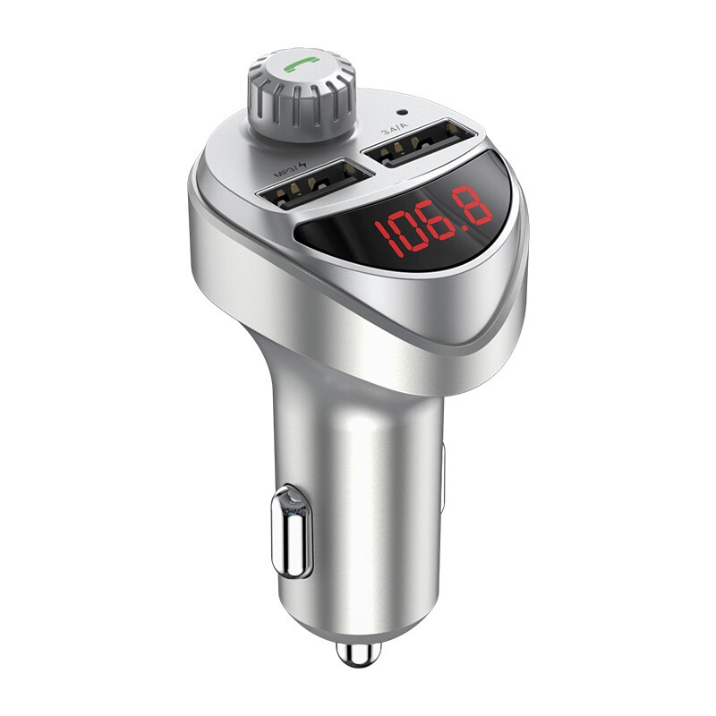 KUULAA Bluetooth Auto Ladegerät mit FM Transmitter 3,4 EIN Dual USB Ladegerät Audio MP3 Player TF Karte Auto Kit Auto telefon Ladegerät: Silver