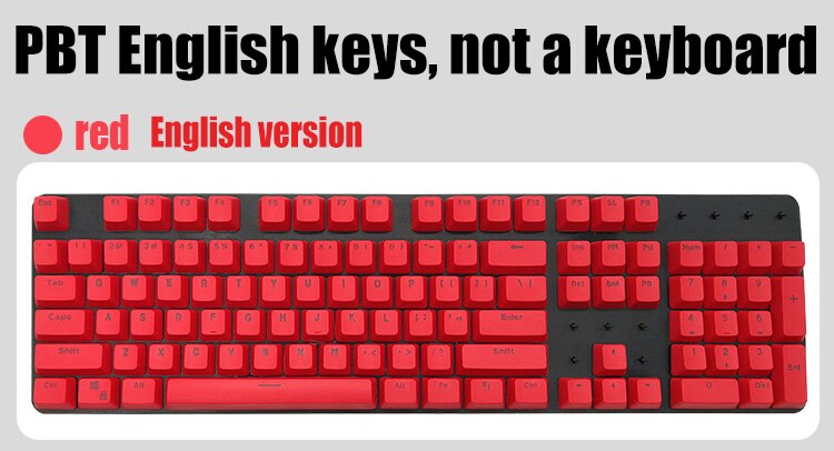 Russian/ PBT English Languag Keycaps Variety Of Color Choices For Cherry MX Mechanical Keyboard Key Cap Switches 104 Keys: red PBT English vers