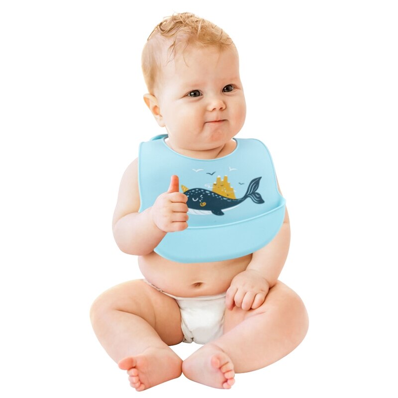 Children's cartoon silicone bib bib silicone saliva bag baby eating waterproof bib cartoon