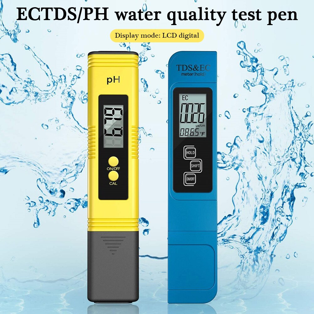 Digital LCD Ph Meter 3 in 1 Water Tester TDS Temperature EC Meter PH Meter Tester 0-9990ppm Water Purity Aquarium Filter