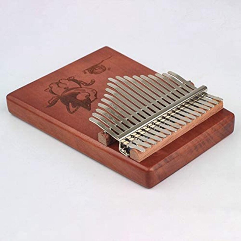 Kalimba 17-Key Mahogany Thumb Piano Animal Pattern Children's Musical Instrument Kalimba with Learning Books