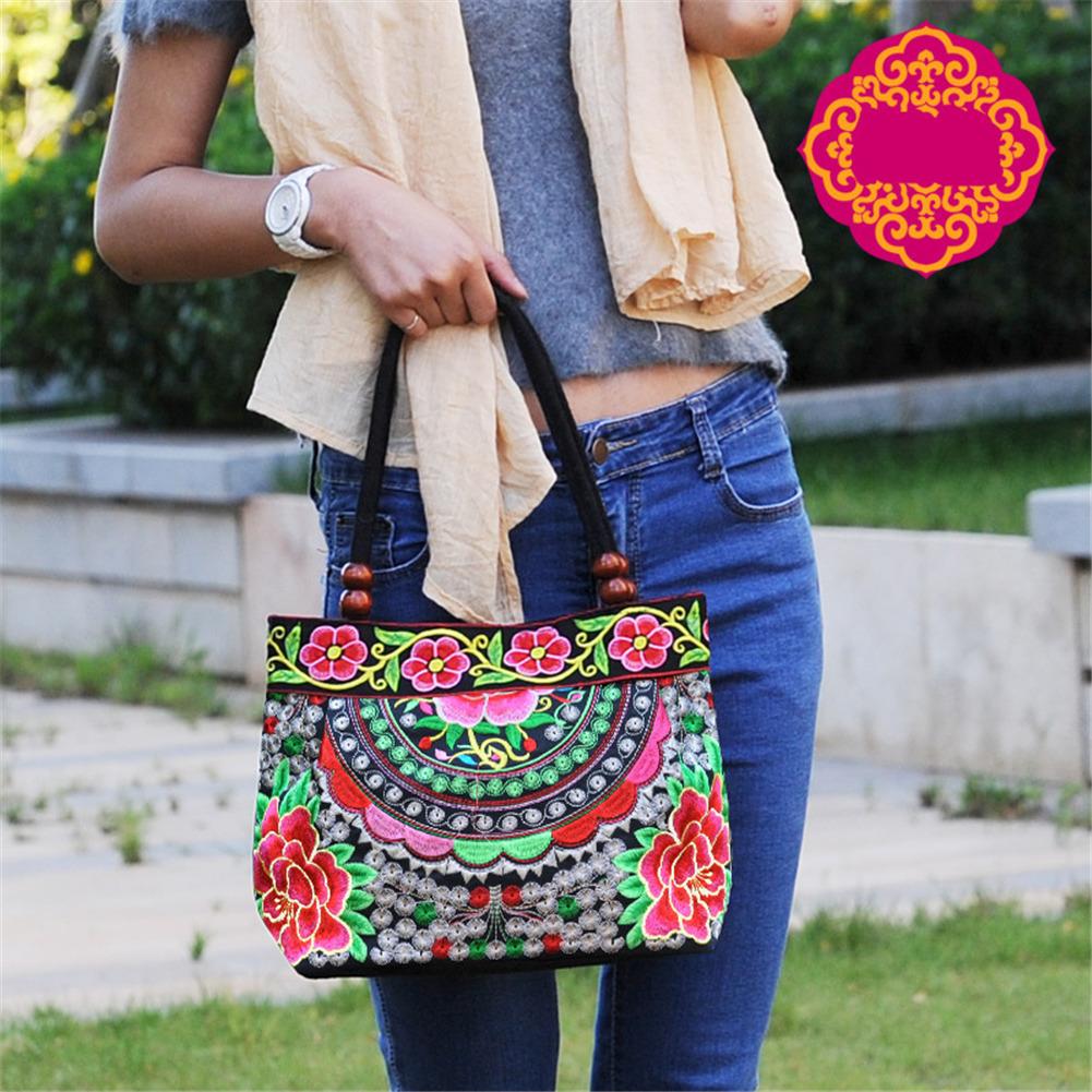 Ethnic Style Embroidered Bag Fashionable Handbag Retro Canvas Bag All-match Shoulder Bags Outdoor Personality Floral Women's Bag