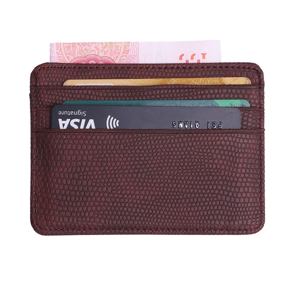 Women Men PU Leather Bank ID Card Wallet Holder Durable Slim Simple Travel Business Case With Purse Card Holder: Coffee