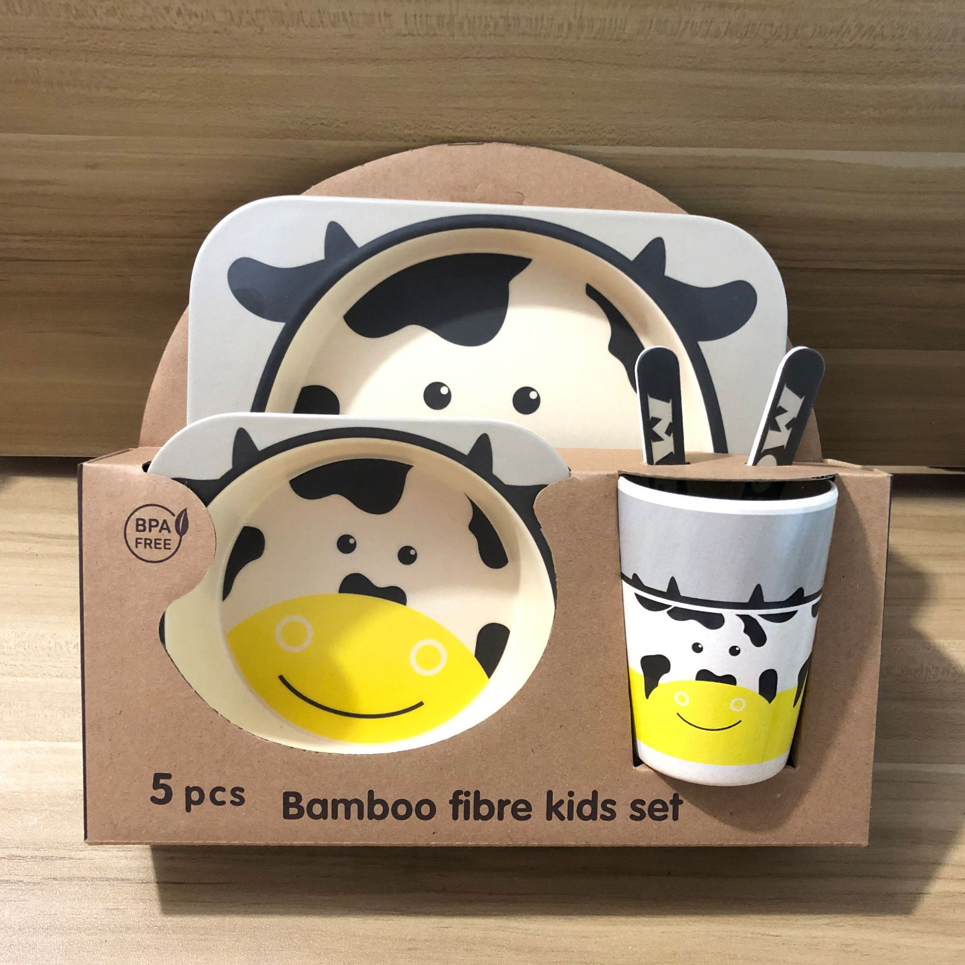 Bamboo Fiber Children&#39;s Tableware Set Baby Cartoon Rice Bowl Fork Spoon Children&#39;s Meal Partitioned Baby Dinner Plate: 19