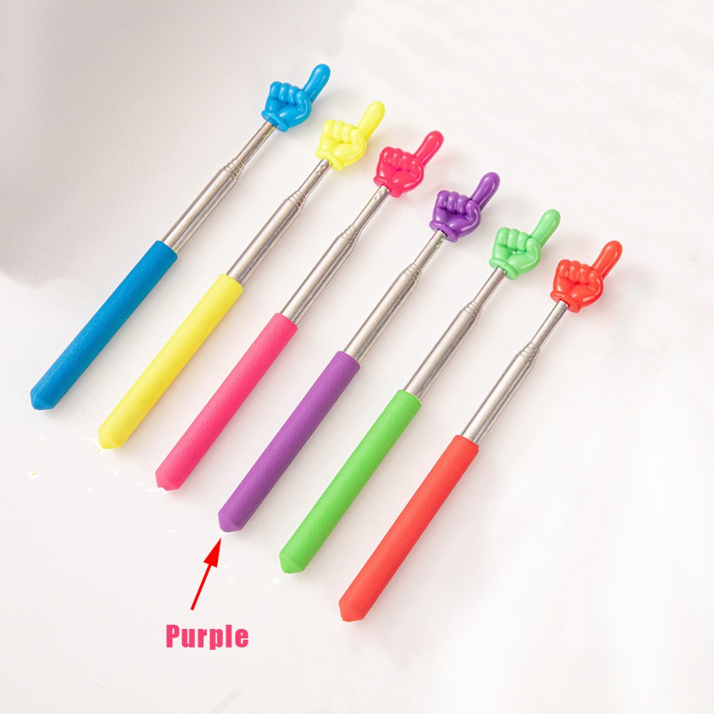 Stainless Steel Telescopic Teaching Stick Whiteboard Demonstration Classroom Finger Pointer Handheld Finger Reading Sticks: VIOLET