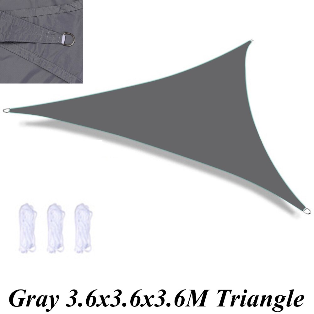 Imperméable Anti-UV soleil ombre voile canopée voiles auvents abri Durable Triangle Rectangle carré pour jardin de cour avec des cordes: Gray Triangle L