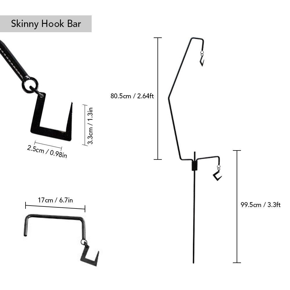 Outdoor Camping Apparatuur Afneembare Lantaarn Stand Lamp Statief Staal Camping Lamp Beugel Houder Voor Camping Wandelen Vissen: Skinny Hook Bar