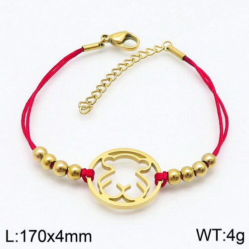 Women Men Punk Silver Color Rose Gold Titanium Steel Weave Bear Hollow Star Chain Leather Bracelets Pulseras Jewelry: 12