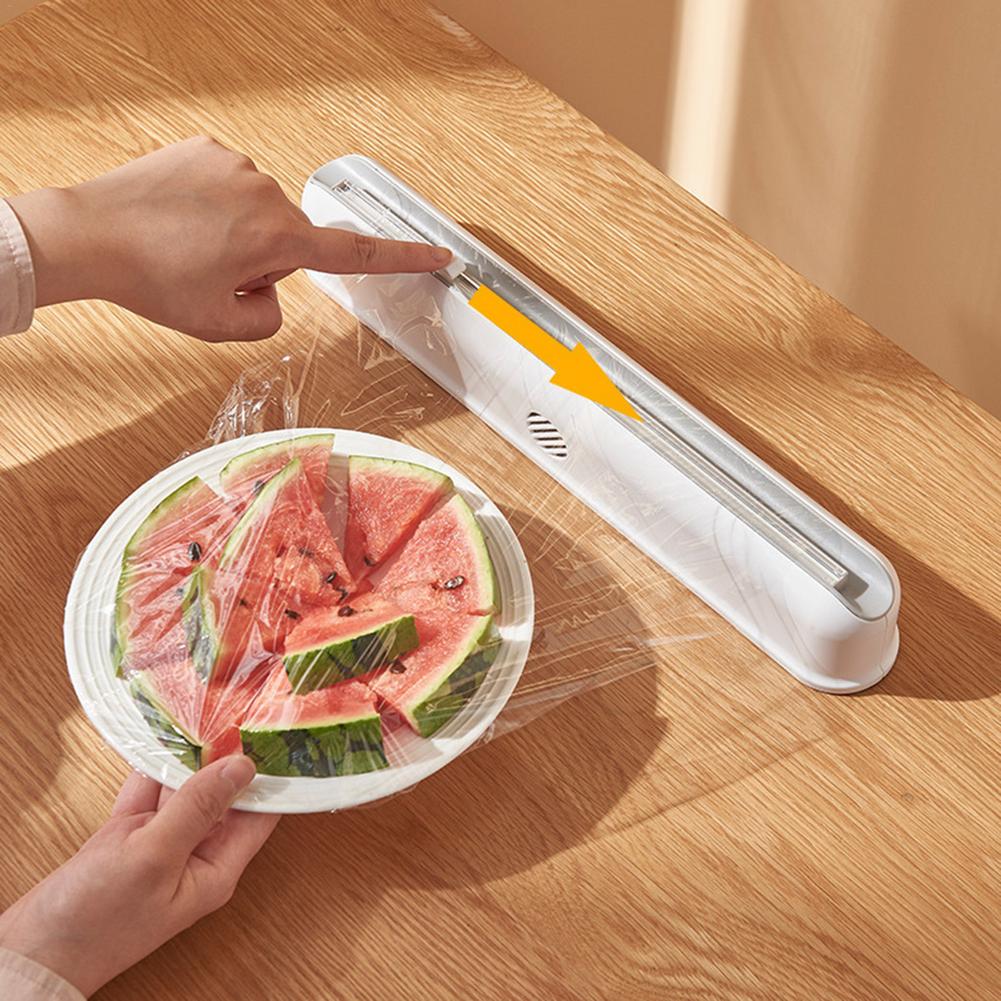 Food Wrap Dispenser with Cutter Reusable Cling Film Dispenser