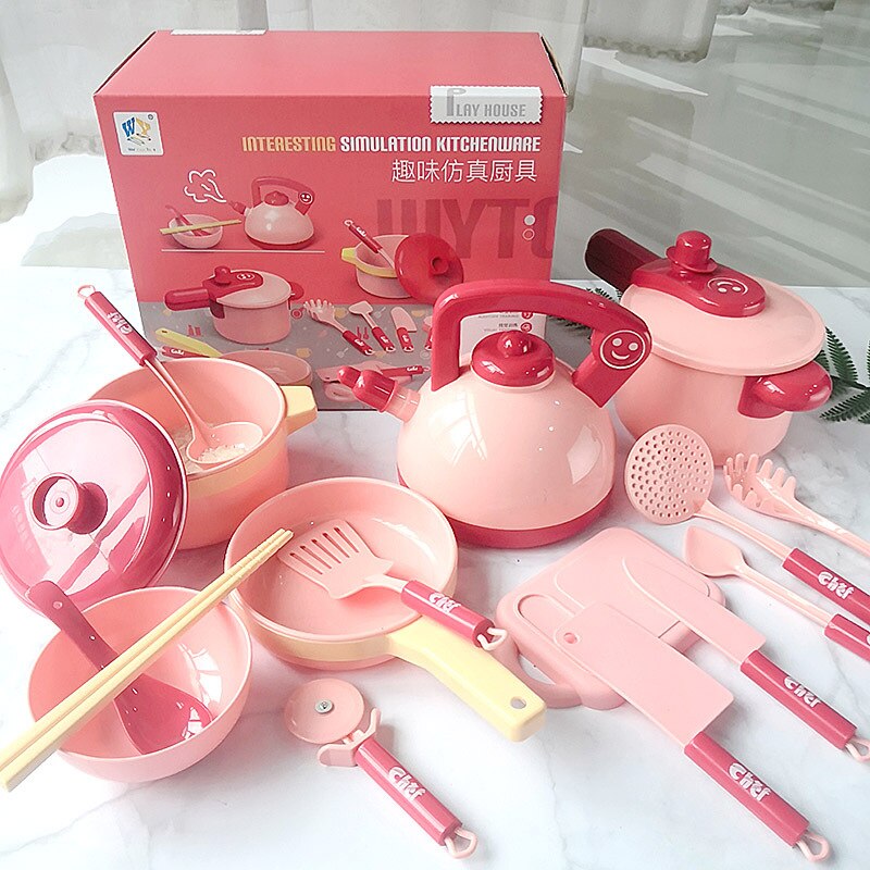 Per Bambini di alta Qualità Nuovo Puzzle di Casa del Gioco di Simulazione Cucina Giocattolo Ragazze di Simulazione Cucina Set Da Tavola Per Bambini Giocattoli: Pink 16 piece set