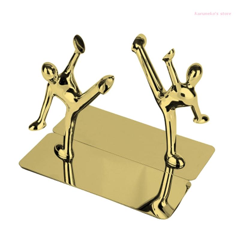 HX6D 1 Paar Heavy Duty Rvs Man Boekensteunen Antislip Boekensteun Art Boekensteun Boek Stand Ondersteuning Desktop Boekenplank: C