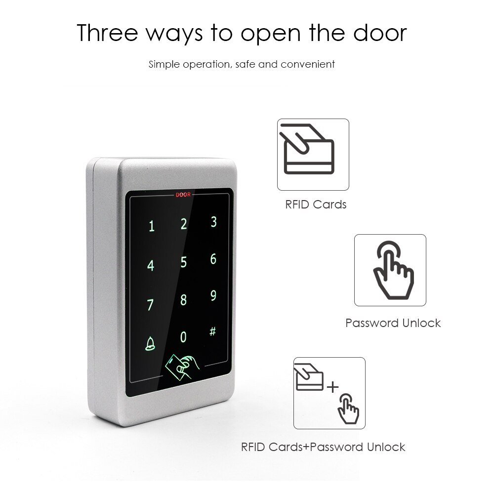 4000 user RFID Metal Access Control Keypad Waterproof touch keypad and metal case Outdoor Door Opener Electronic Lock System