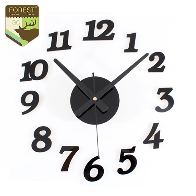 Modern 3D DIY Wall Clock Face Acrylic Watch Art Designs Digital Clock Numbers Home Bedroom 3D Sticker Mute Clock Art Wall Decor