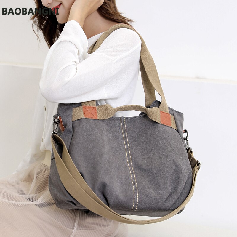 Canvas Hobos Bag Women Handbags Female Large Capacity Leisure Shoulder Bags for Travel Weekend Outdoor Bolsas Colors