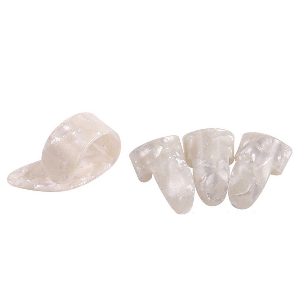 Juego de púas para guitarra acústica, set de 4 unids/set, 1 pulgar + 3 dedos, púas de celuloide: white