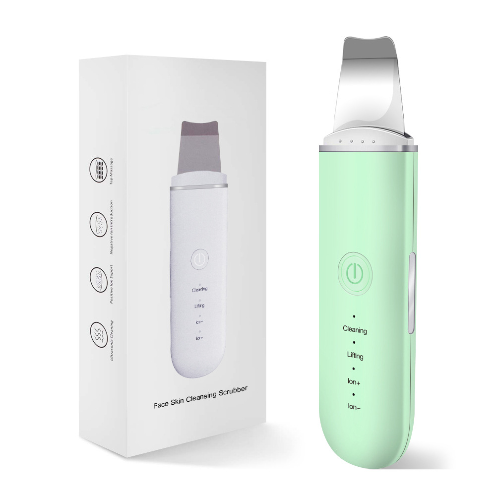 Espátula ultrasónica para la piel, limpiador Facial con vibración, eliminador de espinillas, pala de limpieza, cavitación, Peeling, Lifting Facial: Green with box