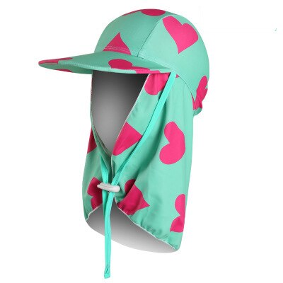 kids swimming caps outdoor sun sand UV rays block big brim sunhat ear neck cover print swim cap kids bathing cap for boys girls