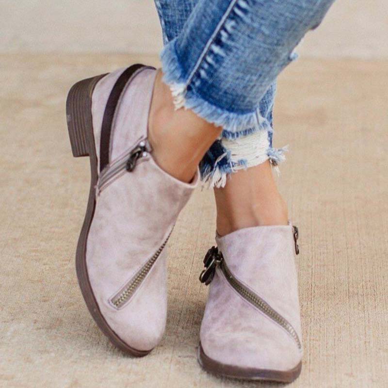 Bottines de neige à semelle basse et fermeture éclair pour femme, chaussures chaudes, Style rétro, hiver