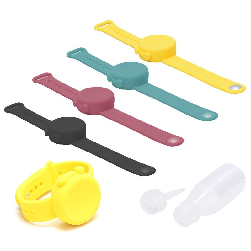 Distributeur de gel désinfectant pour les mains avec bracelet pour adultes et enfants + bouteille