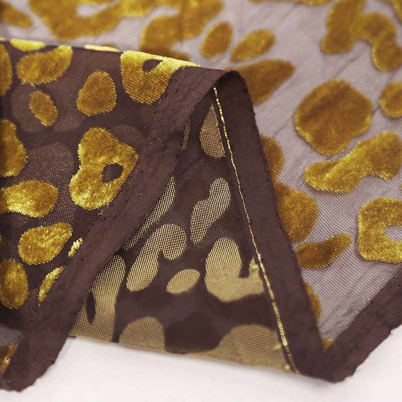 Sammetsklänning flockad tyg leopard 140cm vidd burn out kvalificerad skjorta bröllopsdekorationsmaterial 1 gård: 2