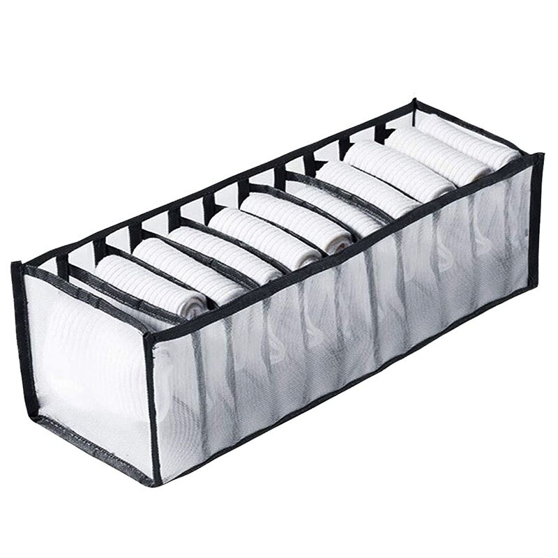 Organizer Voor Ondergoed Opbergdozen Voor Sokken Beha Thuis Wasbaar Opvouwbare Gescheiden Opslag Dressing Organisatoren Divider Dozen: BLACK -  11 grid