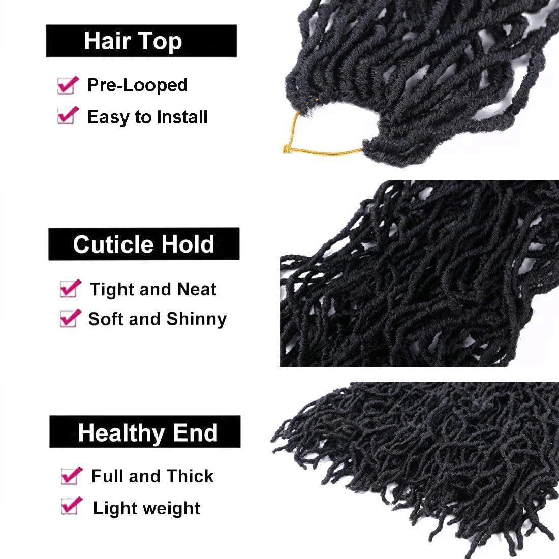 Faux Locs Synthetic Natural Butterfly Locs Crochet Hair Pre-looped Soft Goddess Locs Curly Wavy Crochet Braids Hair For Women