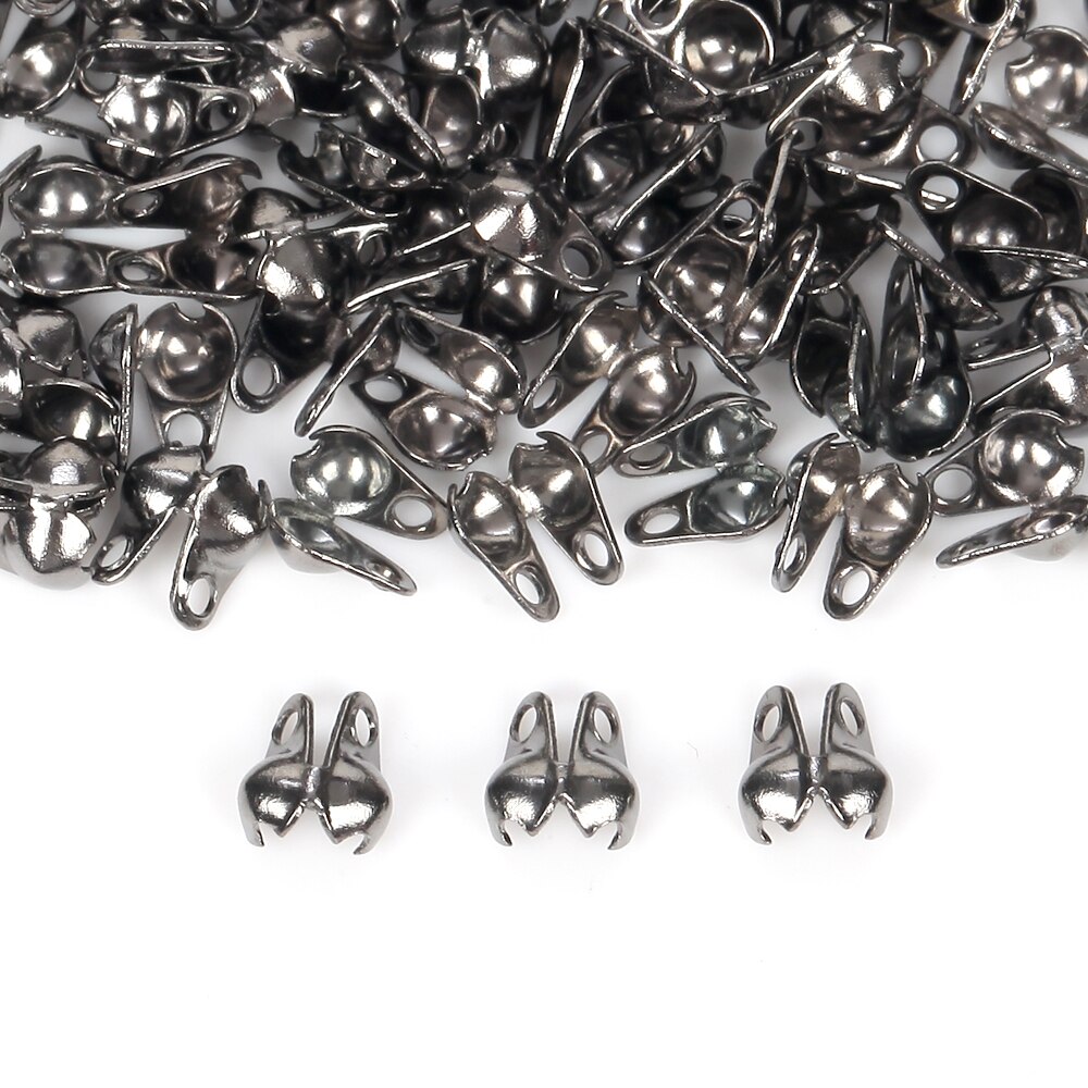 200 stücke Stecker Verschluss passend zu 2mm Ball Kette Kalotte Ende Crimps Perlen Anschluss Komponenten Für DIY Schmuck Machen Supplie: Schwarz