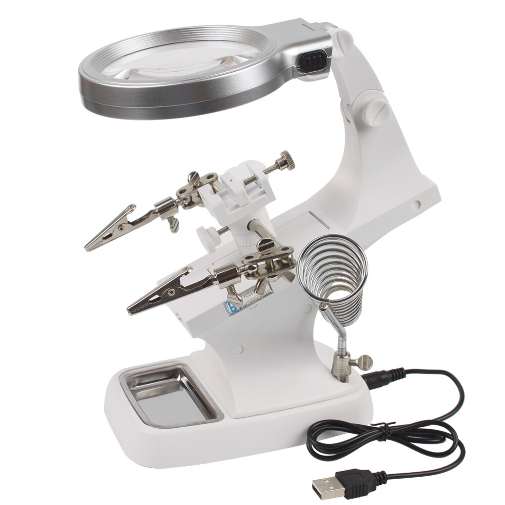 Support de fer à souder avec loupe Led 3X 4.5X 25X, pince crocodile, aide à la réparation de la Station de travail manuelle, outils de soudage